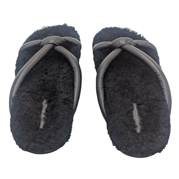 LAFAYETTE 148 New York Honore Shearling Leather Strapped Black Sandals US 10 - Picture 5 of 8